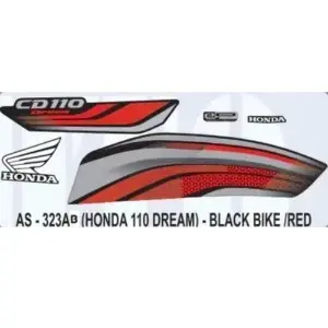 Graphics Sticker Set for Honda CD 110 Dream | eSP | Black Vehicle | Red Sticker | Both Sides
