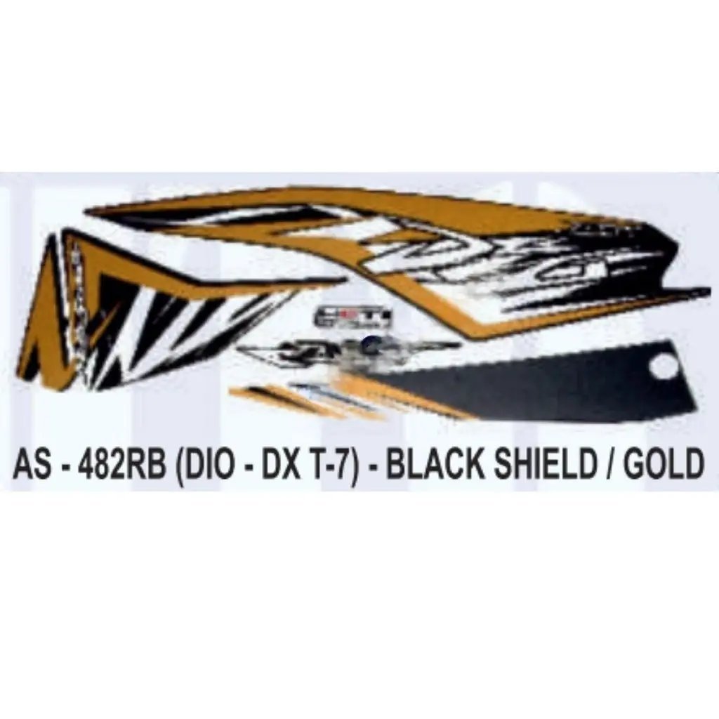 Graphics Sticker Set For Honda Dio Dx | Type 7 | Black & Gold Sticker | Both Sides