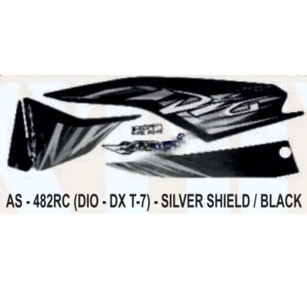 Graphics Sticker Set For Honda Dio Dx | Type 7 | Silver & Black Sticker | Both Sides
