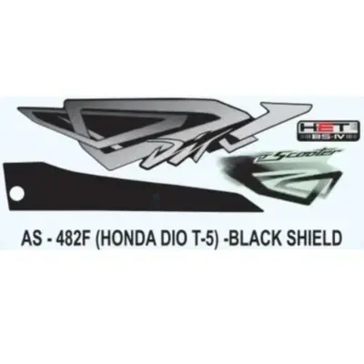 Graphics Sticker Set for Honda Dio | Type 5 | Black Sticker | Both Sides
