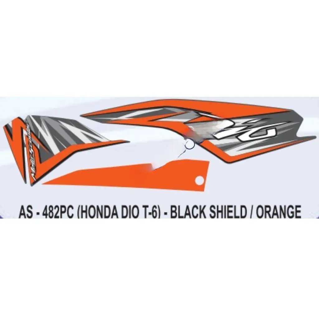Graphics Sticker Set For Honda Dio | Type 6 | Black & Orange Sticker | Both Sides