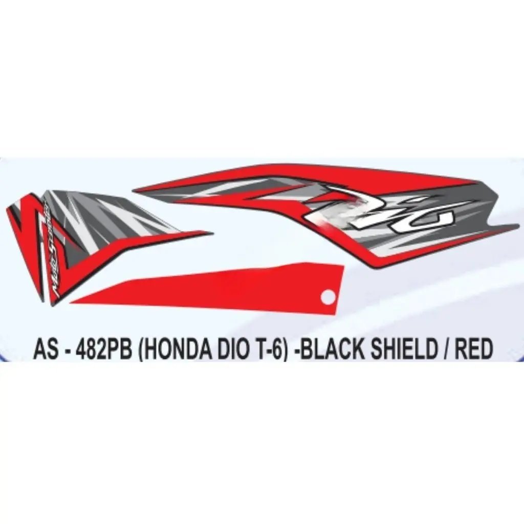 Graphics Sticker Set For Honda Dio | Type 6 | Black & Red Sticker | Both Sides