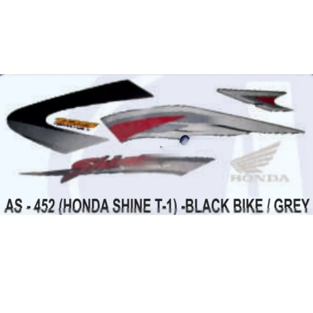 Graphics Sticker Set For Honda Shine | Type 1 | Black Vehicle | Grey Sticker | Both Sides