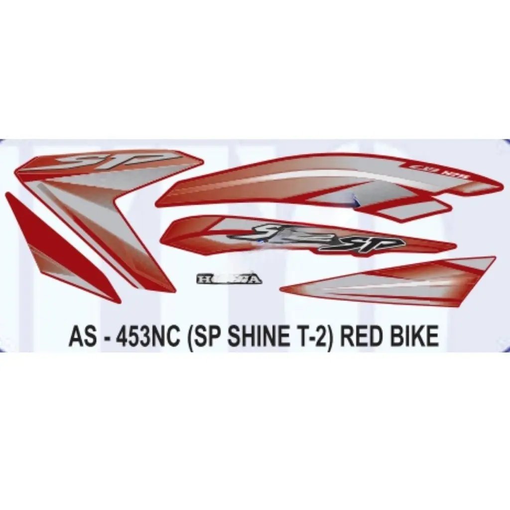 Graphics Sticker Set For Honda Sp Shine | Type 2 | Red Vehicle | Both Sides
