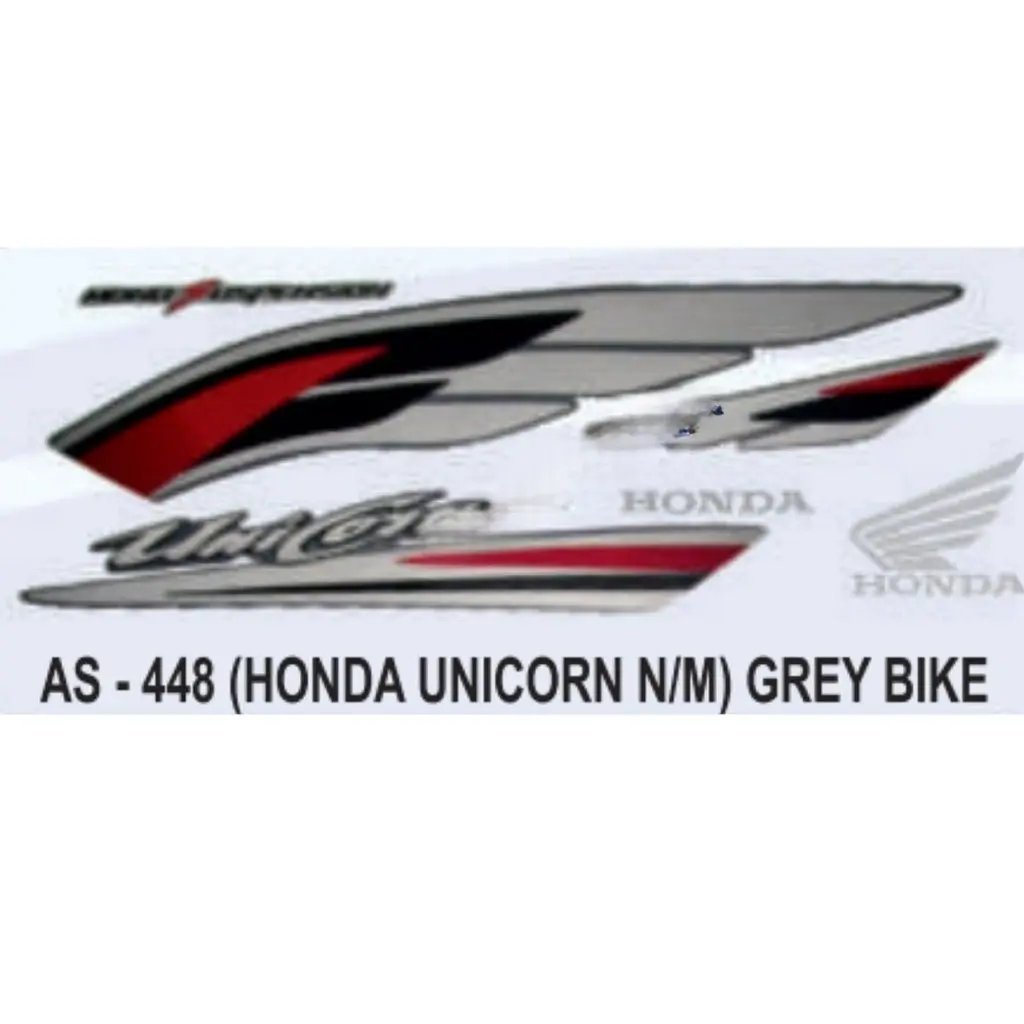Graphics Sticker Set For Honda Unicorn | New Model | Grey Vehicle | Both Sides