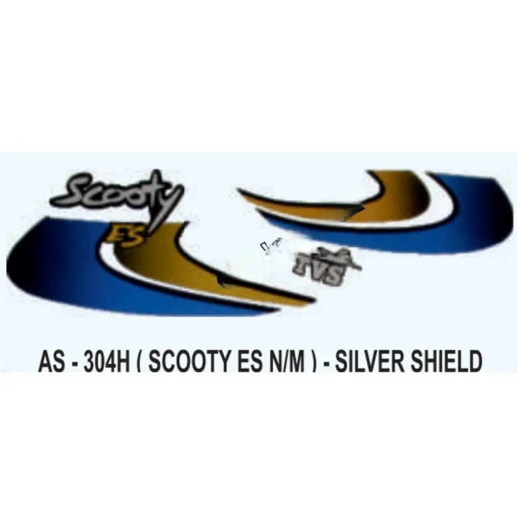 Graphics Sticker Set For Tvs Scooty Es | New Model | Silver Shield Sticker | Both Sides