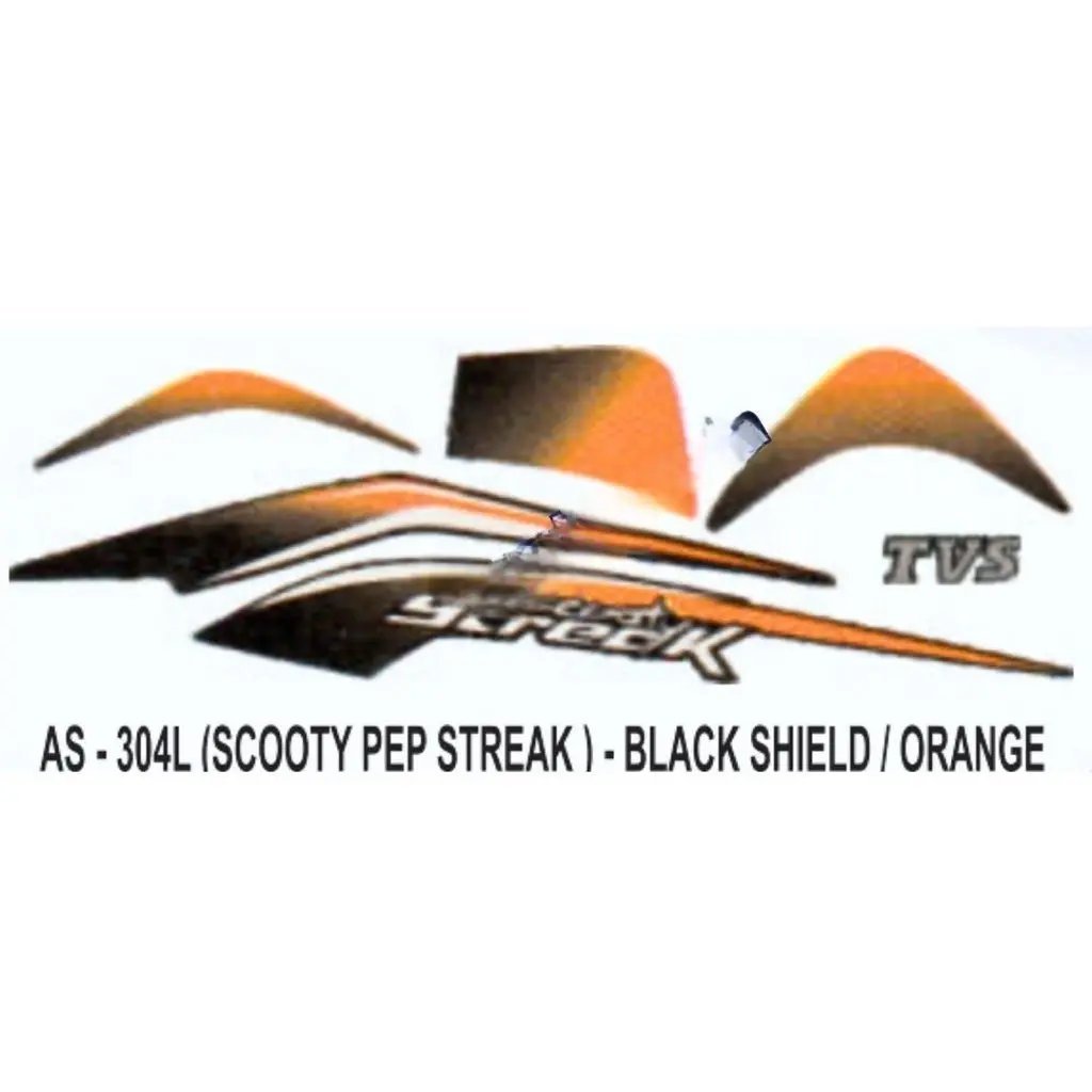 Graphics Sticker Set For Tvs Scooty Pep Streak | Black & Orange Sticker | Both Sides