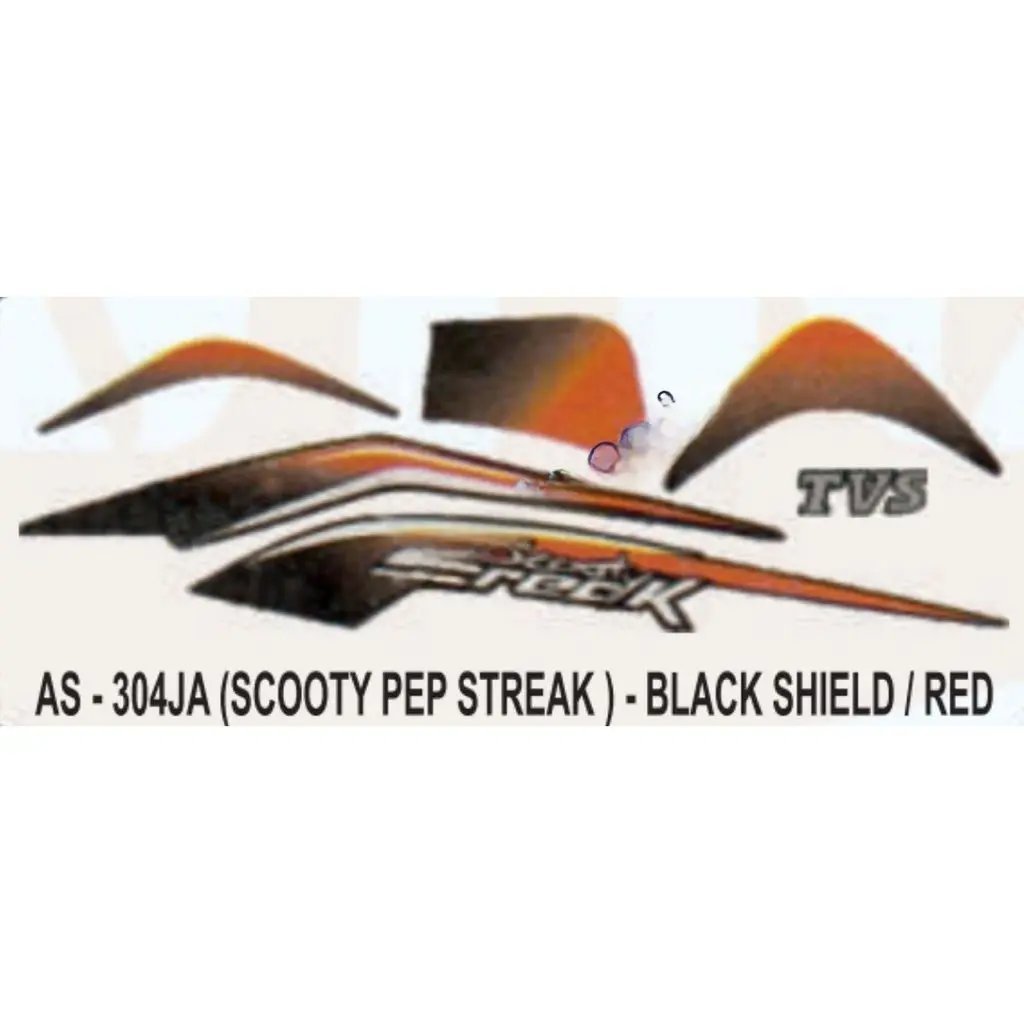 Graphics Sticker Set For Tvs Scooty Pep Streak | Black & Red Sticker | Both Sides