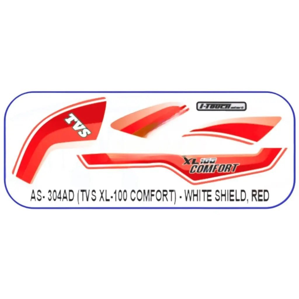 Graphics Sticker Set For Tvs Xl 100 Comfort | White Vehicle | Red Sticker | Both Sides