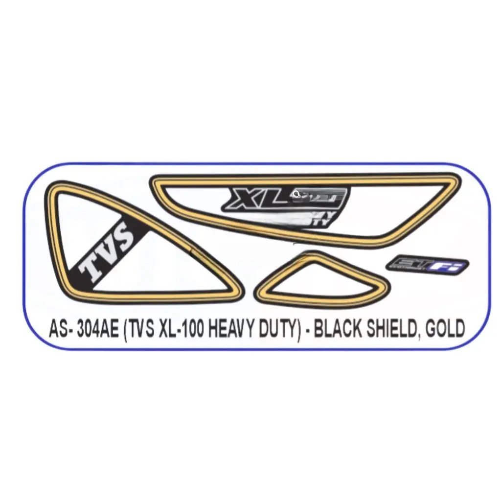 Graphics Sticker Set For Tvs Xl 100 Heavy Duty | Black Vehicle | Gold Sticker | Both Sides