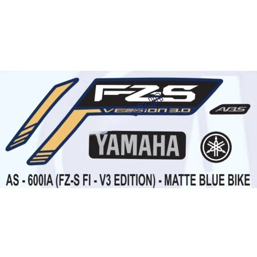Graphics Sticker Set For Yamaha Fz-s Fi V3 | Matte Blue Vehicle | Both Sides