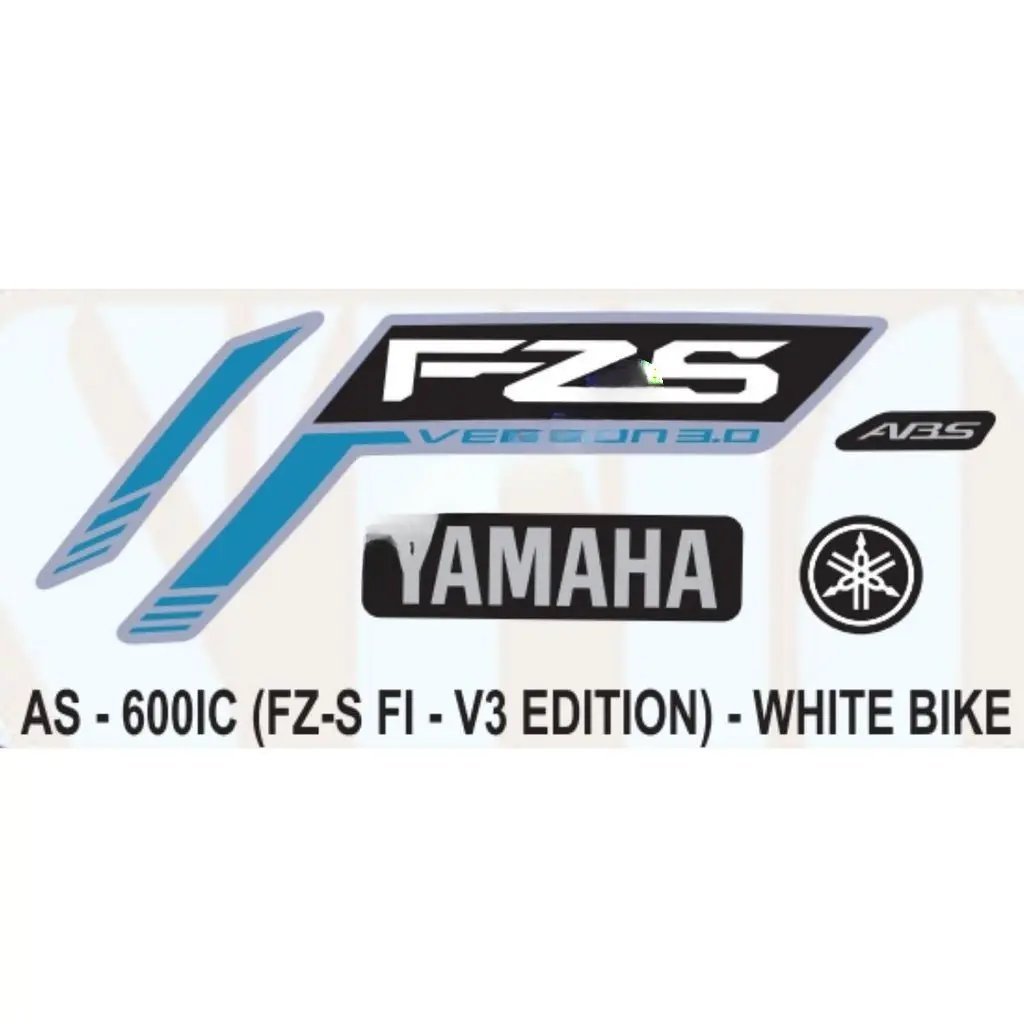 Graphics Sticker Set For Yamaha Fz-s Fi V3 | White Vehicle | Both Sides