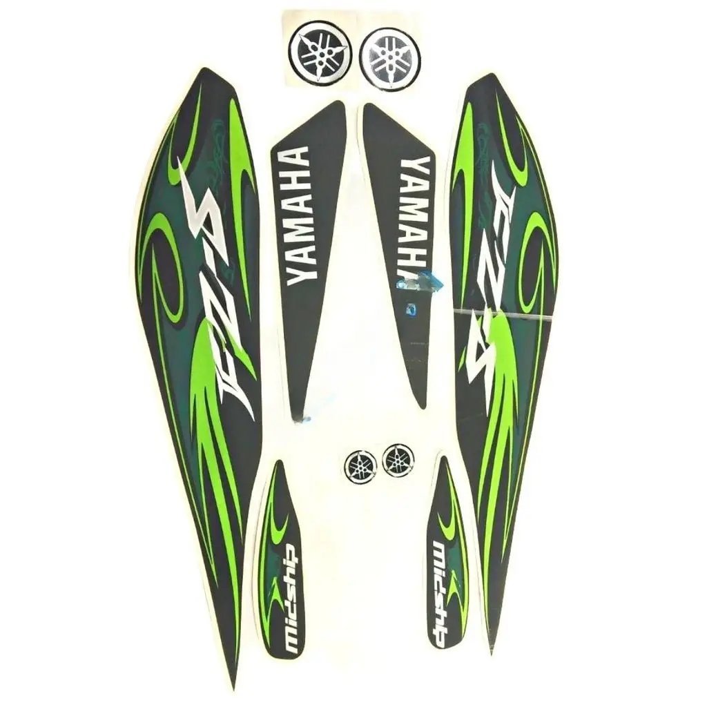 Graphics Sticker Set For Yamaha Fz-s | Type 4 | Black & Green Sticker | Vinyl Decal Set | 600 | Both Sides