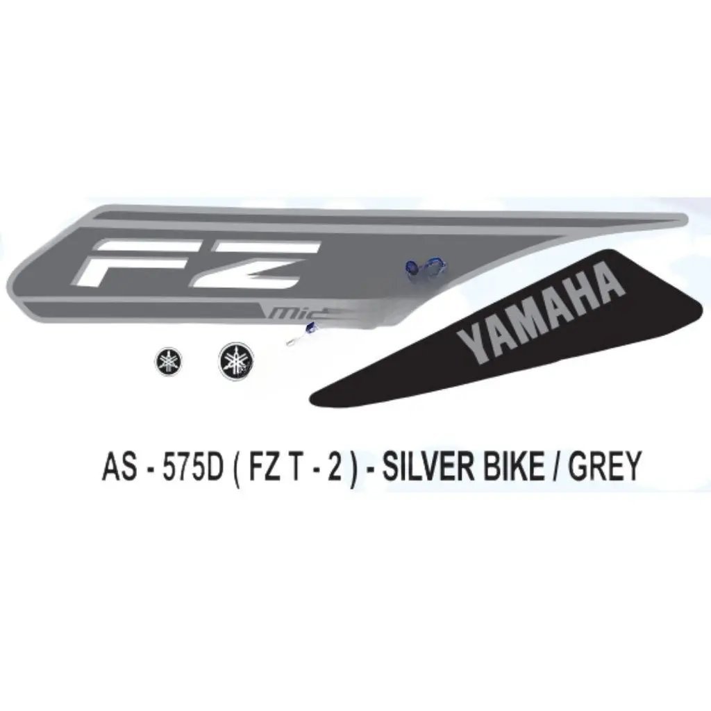 Graphics Sticker Set For Yamaha Fz | Type 2 | Silver Vehicle | Grey Sticker | Both Sides