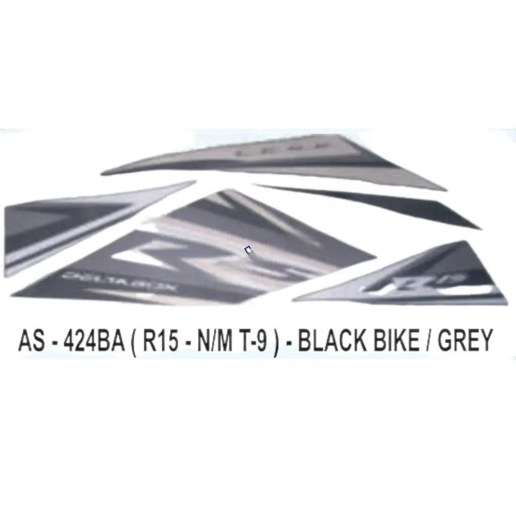 Graphics Sticker Set For Yamaha R15 | New Model Type 9 | Black Vehicle | Grey Sticker | Both Sides