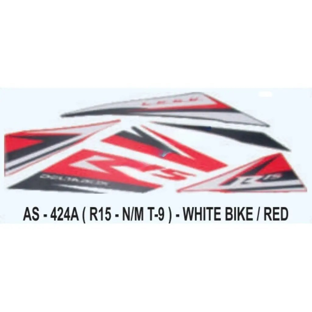 Graphics Sticker Set For Yamaha R15 | New Model Type 9 | White Vehicle | Red Sticker | Both Sides