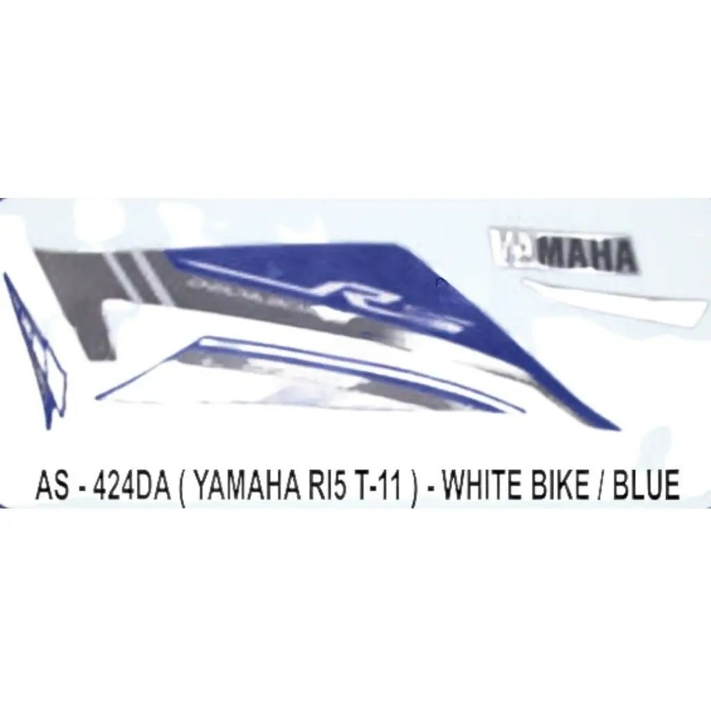 Graphics Sticker Set For Yamaha R15 | Type 11 | White Vehicle | Blue Sticker | Both Sides
