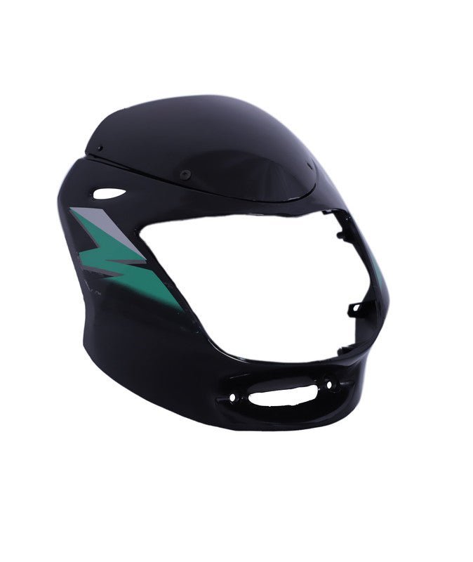 Headlight Visor With Glass Fit For Bajaj Caliber 115 Metallic Black (Green Sticker)