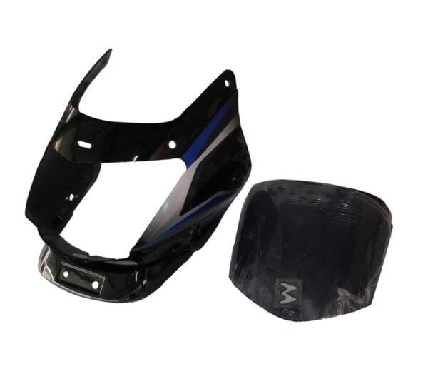 Headlight Visor With Glass Fit For Bajaj Platina 125cc Black ( Blue Sticker)