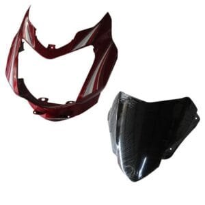 Headlight Visor With Glass Fit For Tvs Star Sport Latest (type-3) Flame Red