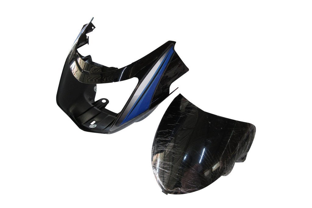Headlight Visor With Glass Fit For Tvs Starcvti 110 Cc Latest (type-3) Black (blue Sticker)