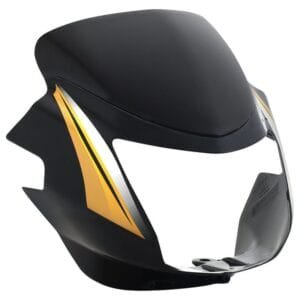 Headlight Visor With Glass Fit For Tvs Starcvti 110 Cc Latest (type-3) Black (yellow Sticker)