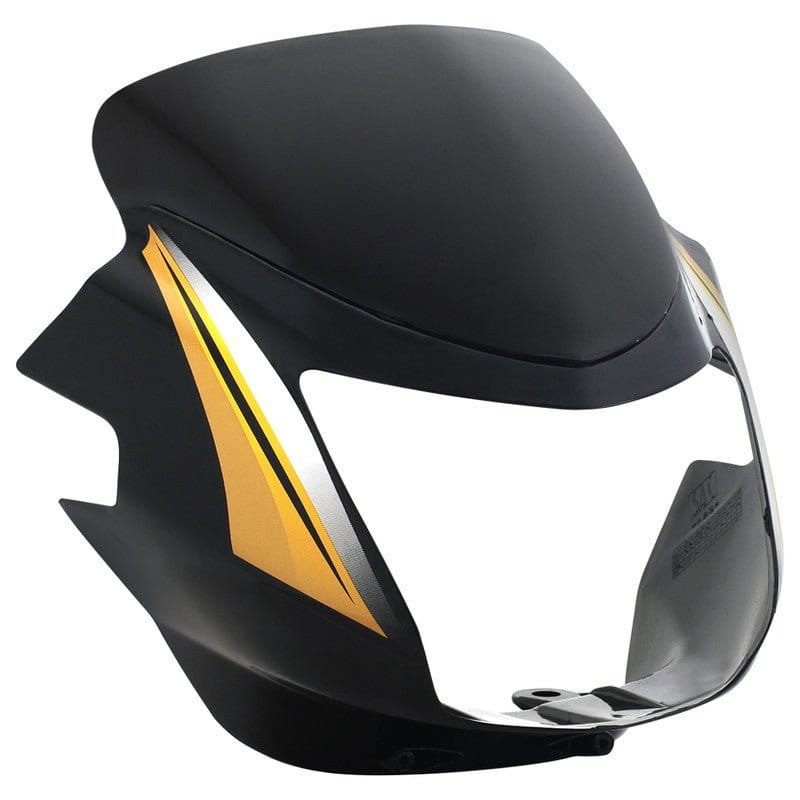 Headlight Visor With Glass Fit For Tvs Starcvti 110 Cc Latest (type-3) Black (yellow Sticker)