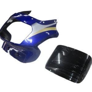 Headlight Visor With Glass Fit For Tvs Victor Glx Black (blue Sticker)