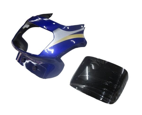 Headlight Visor With Glass Fit For Tvs Victor Glx Black (blue Sticker)