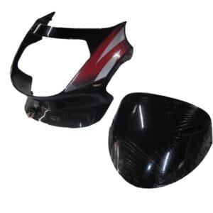 Headlight Visor With Glass Fit For Tvs Victor Glx Black (red Sticker)