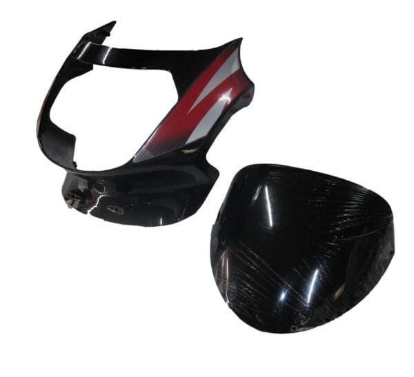 Headlight Visor With Glass Fit For Tvs Victor Glx Black (red Sticker)