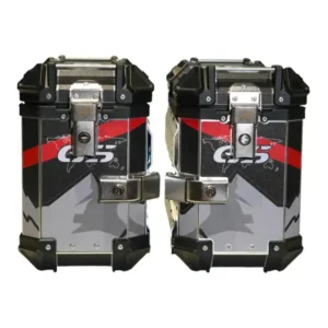 LGP Premium Aluminium GS Graphics 38L Panniers ( pair) with bracket BLACK RED