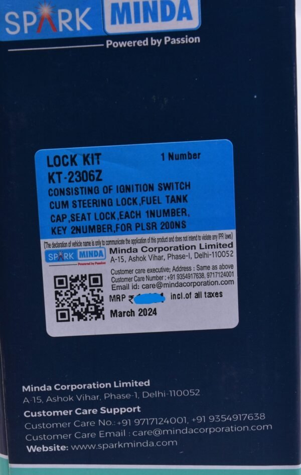 Lock Set With Fuel Tank Cap Set Of 3 For Bajaj Pulsar 200ns | Spark Minda - Image 2