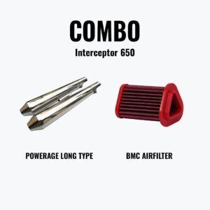 Powerage Long Type Polish Finish Interceptor 650 + Bmc Air Filter