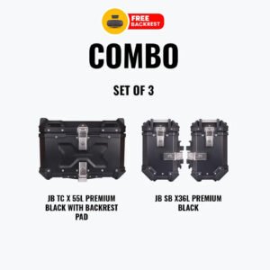 Set Of 3 Combo Of JB TC X 55L Premium Black With Backrest Pad + JB SB X36L Premium Black