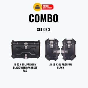 Set Of 3 Combo Of JB TC X 65L Premium Black With Backrest Pad + JB SB X36L Premium Black