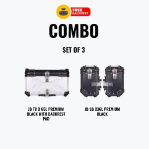 Set Of 3 Combo Of JB TC X 65L Premium Silver With Backrest Pad + JB SB X36L Premium Black