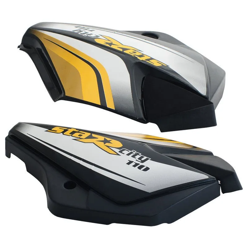 Side Panel / Side Cowl Set Fit For Tvs Starcvti 110 Cc Latest (type-3) Black (blue Sticker)