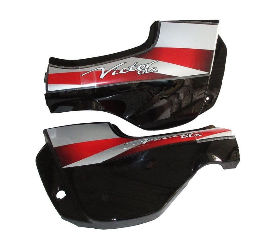 Side Panel / Side Cowl Set Fit For Tvs Victor Glx Black (red Sticker)