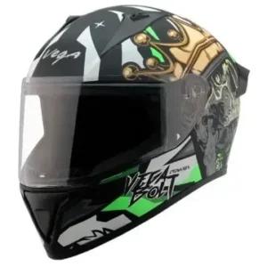 Vega Bolt Crown Men Dull Black Neon Green Helmet