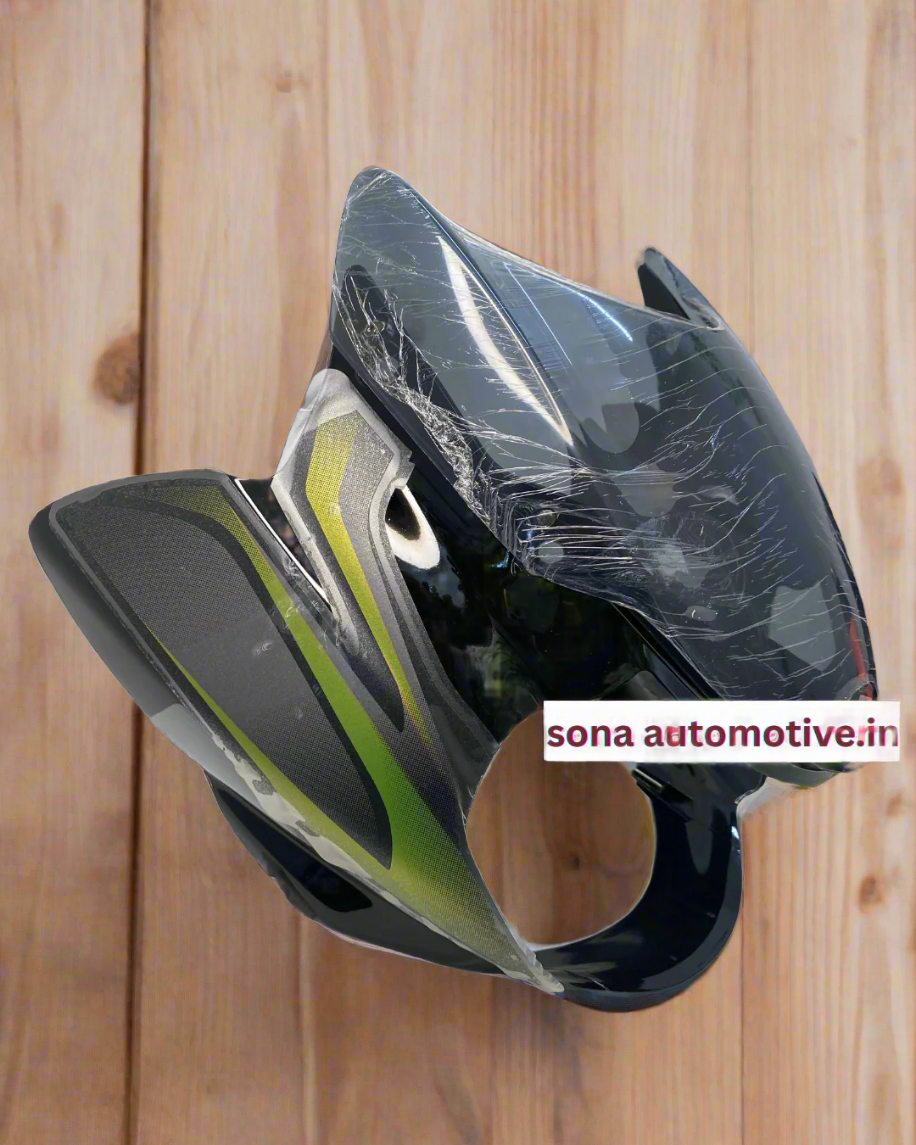 VISOR FOR DISCOVER 125/ 150 2011 3D TYPE BLACK WITH GREEN STICKER WITH WIND SHIELD
